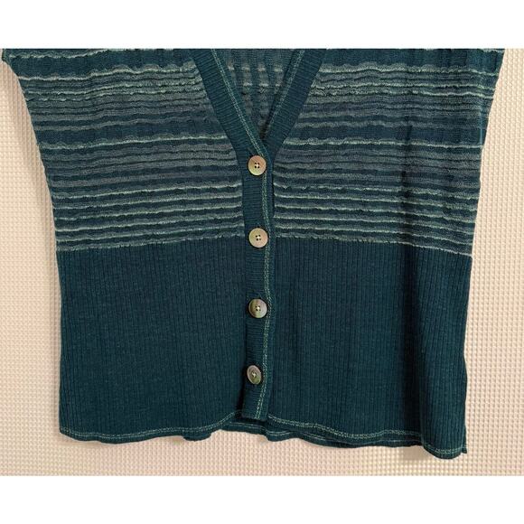 Coldwater Creek Coastal Nautical Linen Blend Open Knit Dolman Button Cardigan XL - Picture 3 of 7
